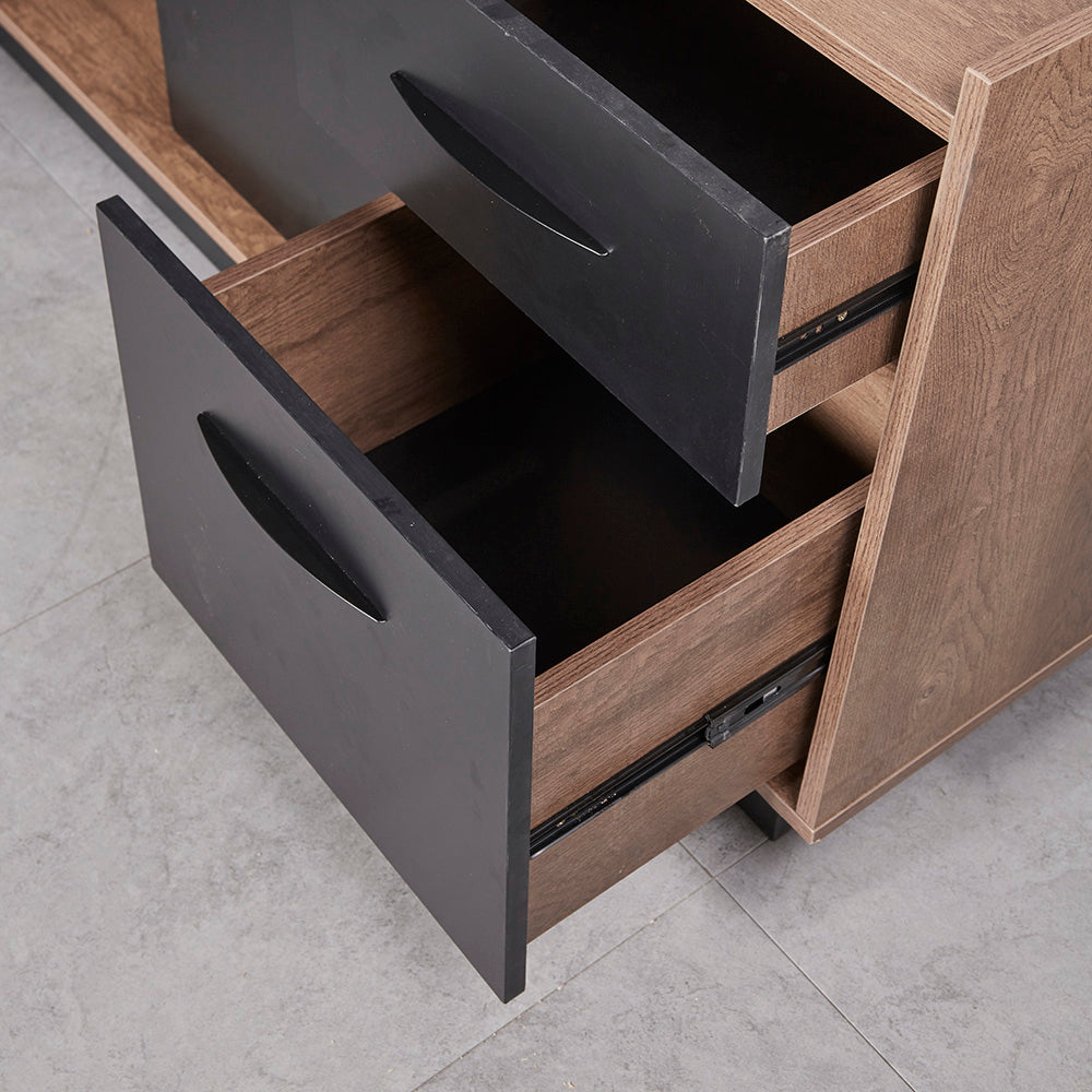 SUTTON Executive Desk with Left Return 180-200cm - Warm Oak & Black