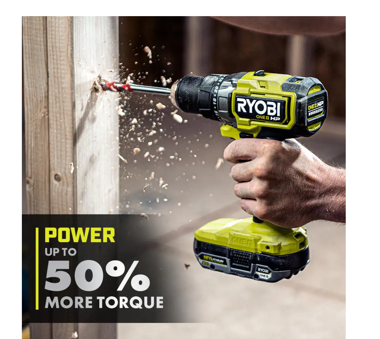 RYOBI PBLDD01K-A989504 ONE+ HP 18V Brushless Cordless 1/2 in. Drill/Driver Kit w/(2) Batteries， Charger， Bag， and Drill and Drive Kit (95-Piece)