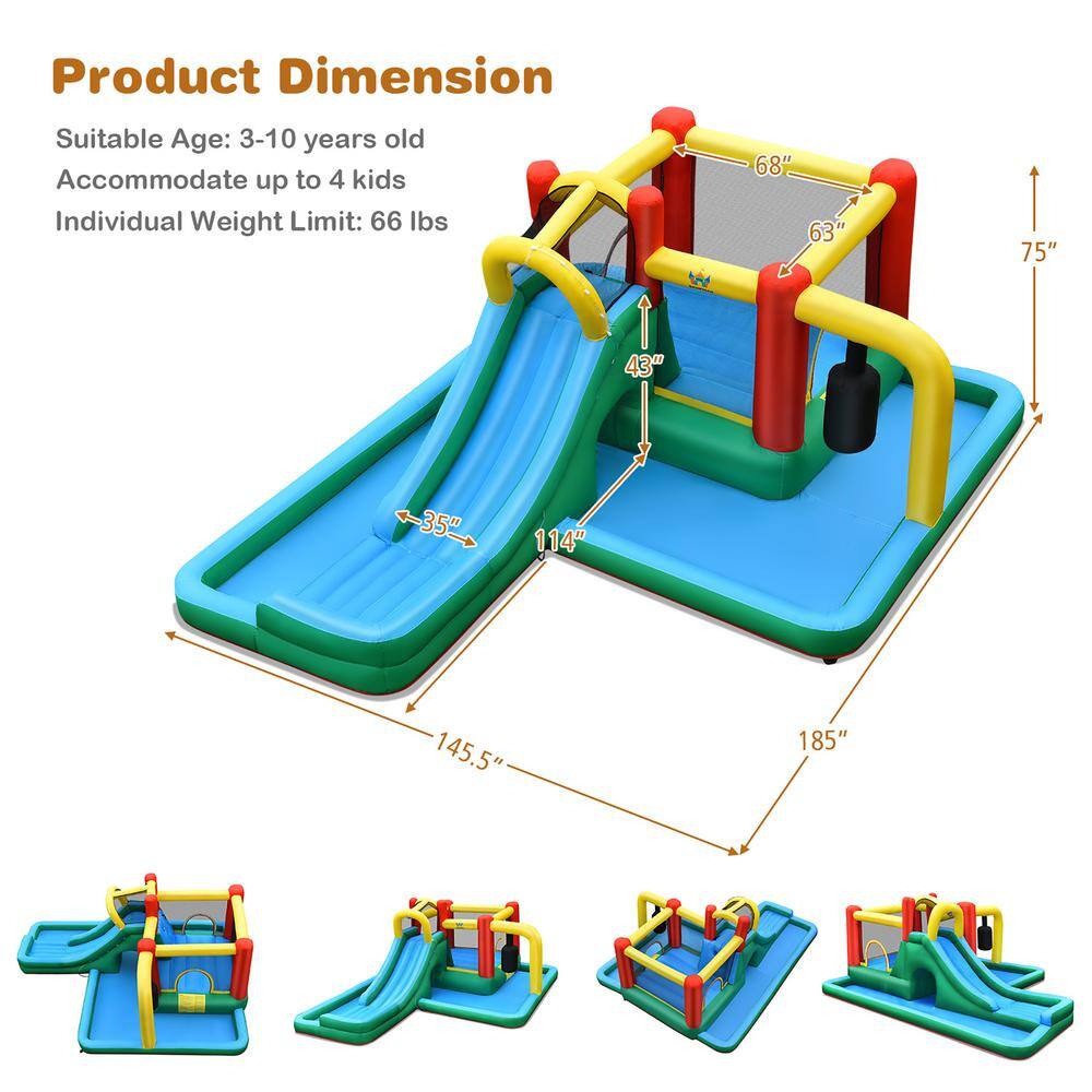 Costway Fabric Slide Water Park Climbing Bouncer Pendulum Tunnel Game without Blower OP70801