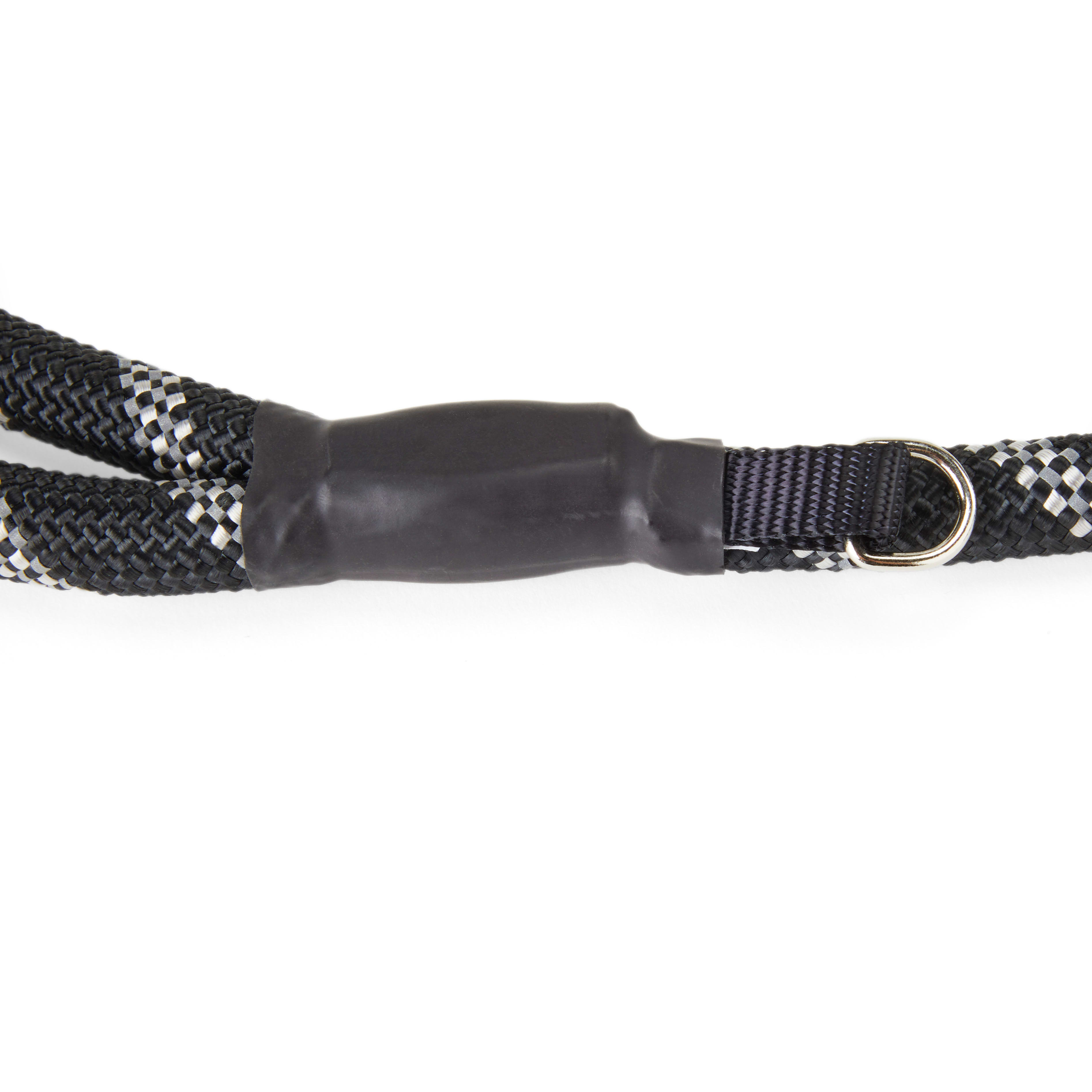 YOULY Reflective Braided Rope Dog Leash in Black， 6 ft.