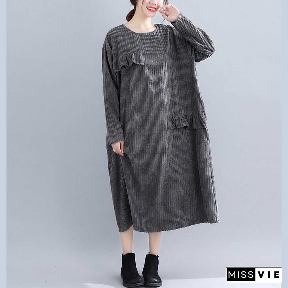 Women Kintted Dress Casual Loose Pullover Long Shirt