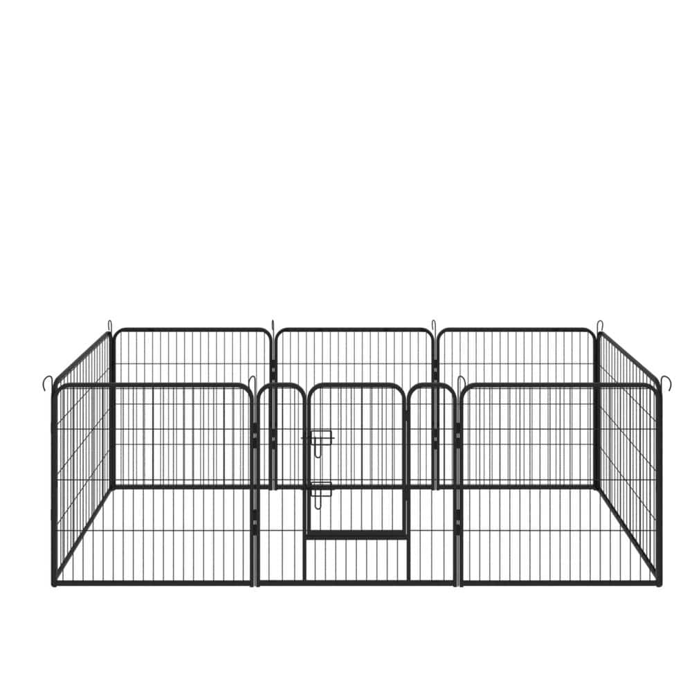 Amucolo 8-Panels Black Large Indoor Metal Folded Puppy Dog Run Fence/Iron Pet Dog Playpen JUW-CYW2-8333