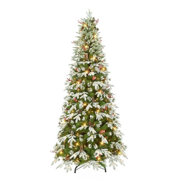 Puleo International 7.5 ft. PreLit Slim Glitter Tree