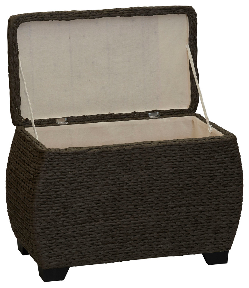 Large Curved Woven Storage Chest  Liner  Paper Rope   Beach Style   Accent Chests And Cabinets   by Household Essentials  Houzz