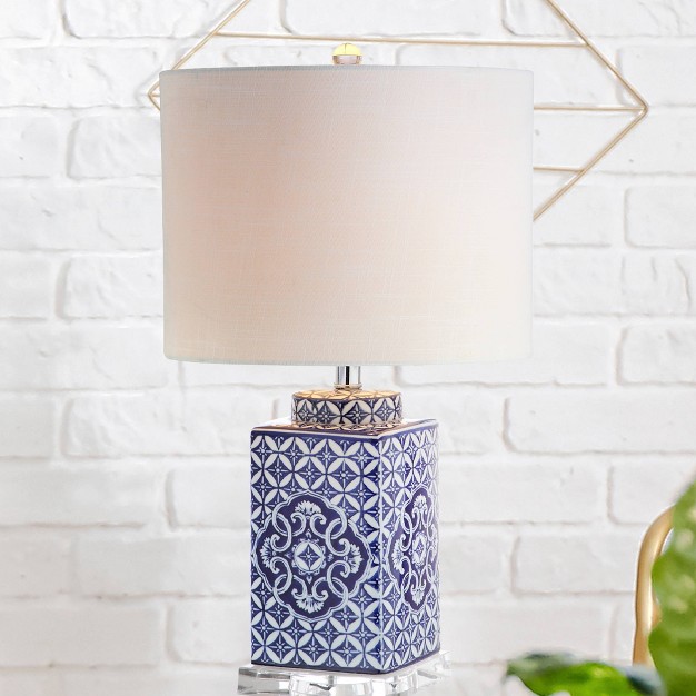 Choi Chinoiserie Table Lamp includes Led Light Bulb Blue Jonathan Y