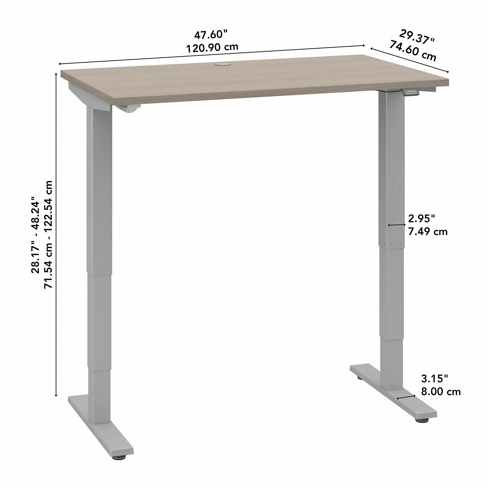 Sand Oak 48 Inch Adjustable Stand Desk - Bush Furniture