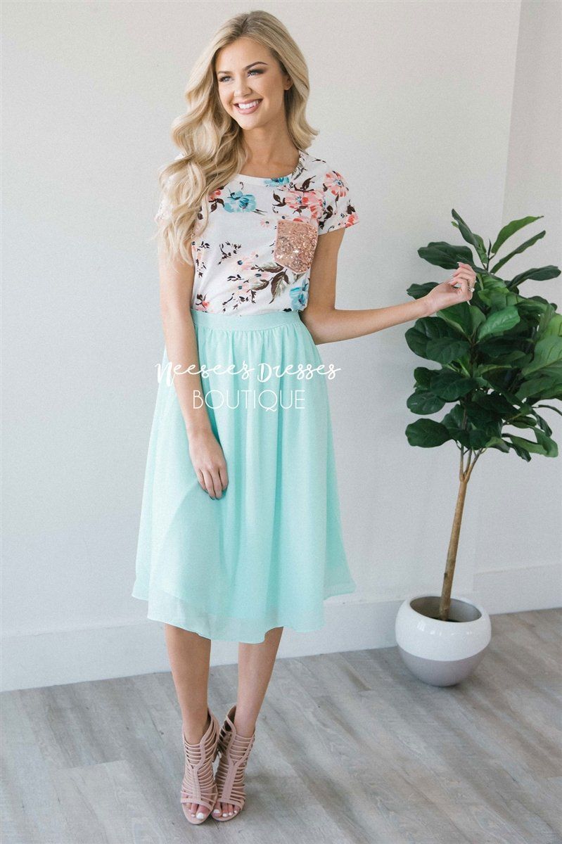 Mint Chiffon Skirt