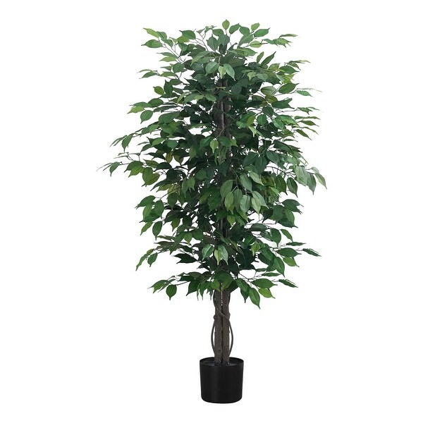 Artificial Plant，58 Tall，Ficus Tree，Indoor，Faux，Fake，Floor，Greenery，Potted，Decorative，Green Leaves，Black Pot