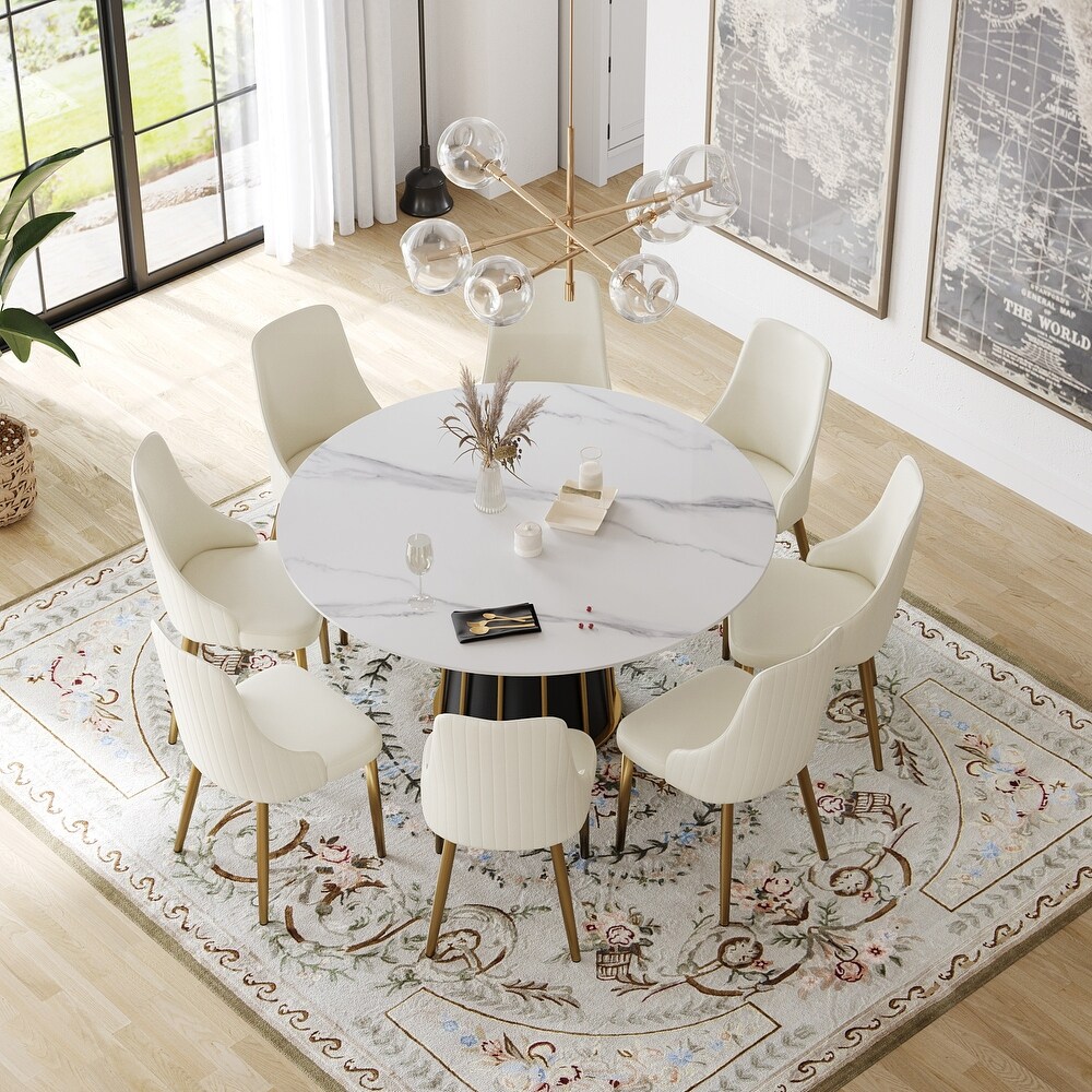 Round Metal Pedestal Dining Table Round Sintered Stone Table.