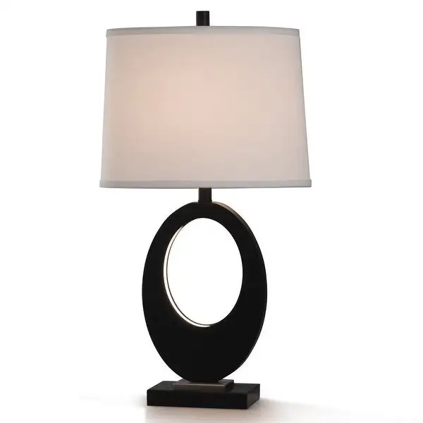 StyleCraft Fabian Black Resin and Brushed Steel Metal Table Lamp