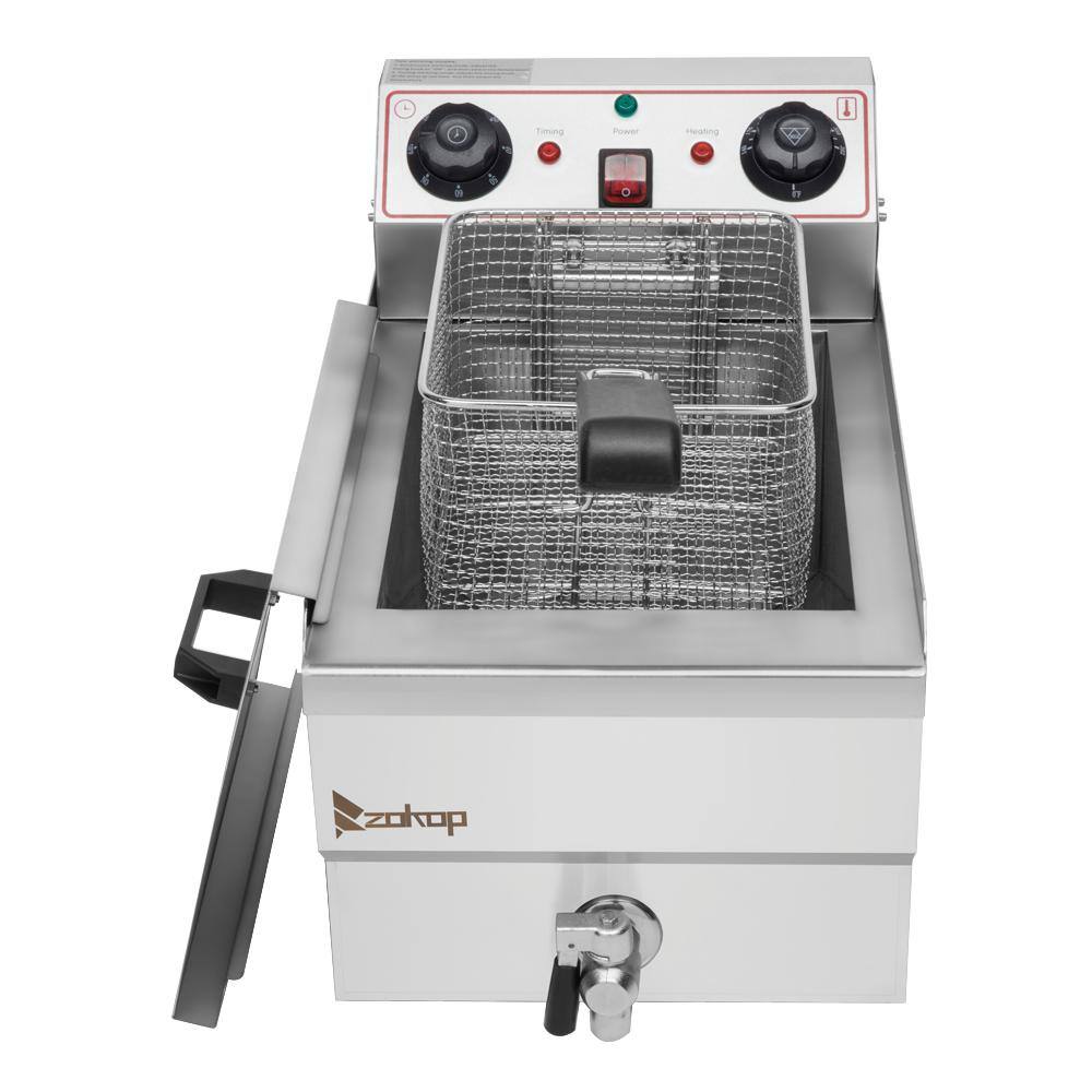 Winado 8.5 qt. Stainless Steel Single Tank Deep Fryer with Faucet 625250723150