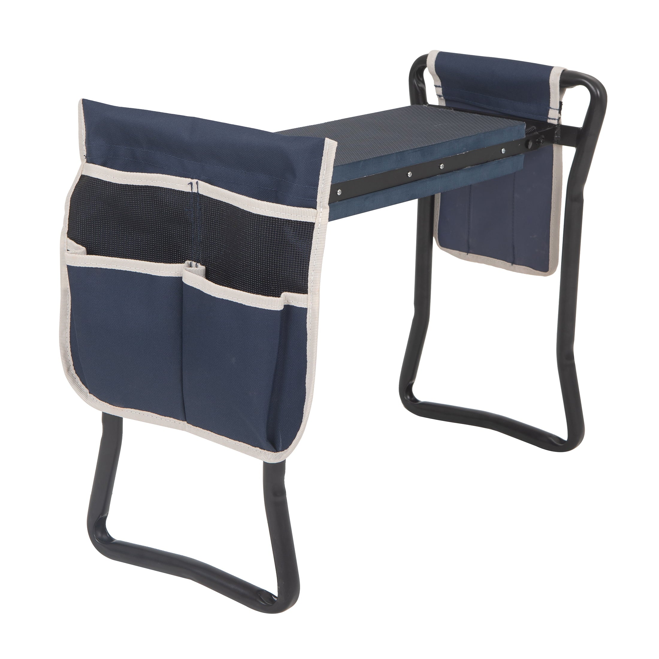 Expert Gardener Steel Folding Gardening Kneeler with Blue Pockets