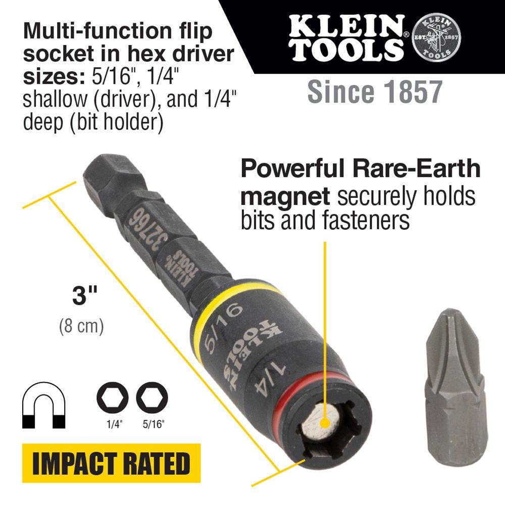 Klein Tools 32768 Klein Tools 3-in-1 Impact Flip Sockets