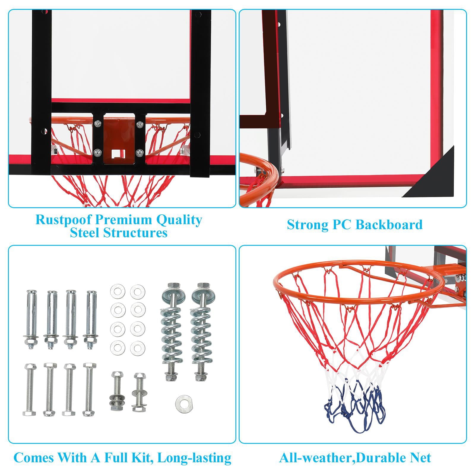 Zimtown Shatterproof Polycarbonate Wall-Mount Basketball Backboard