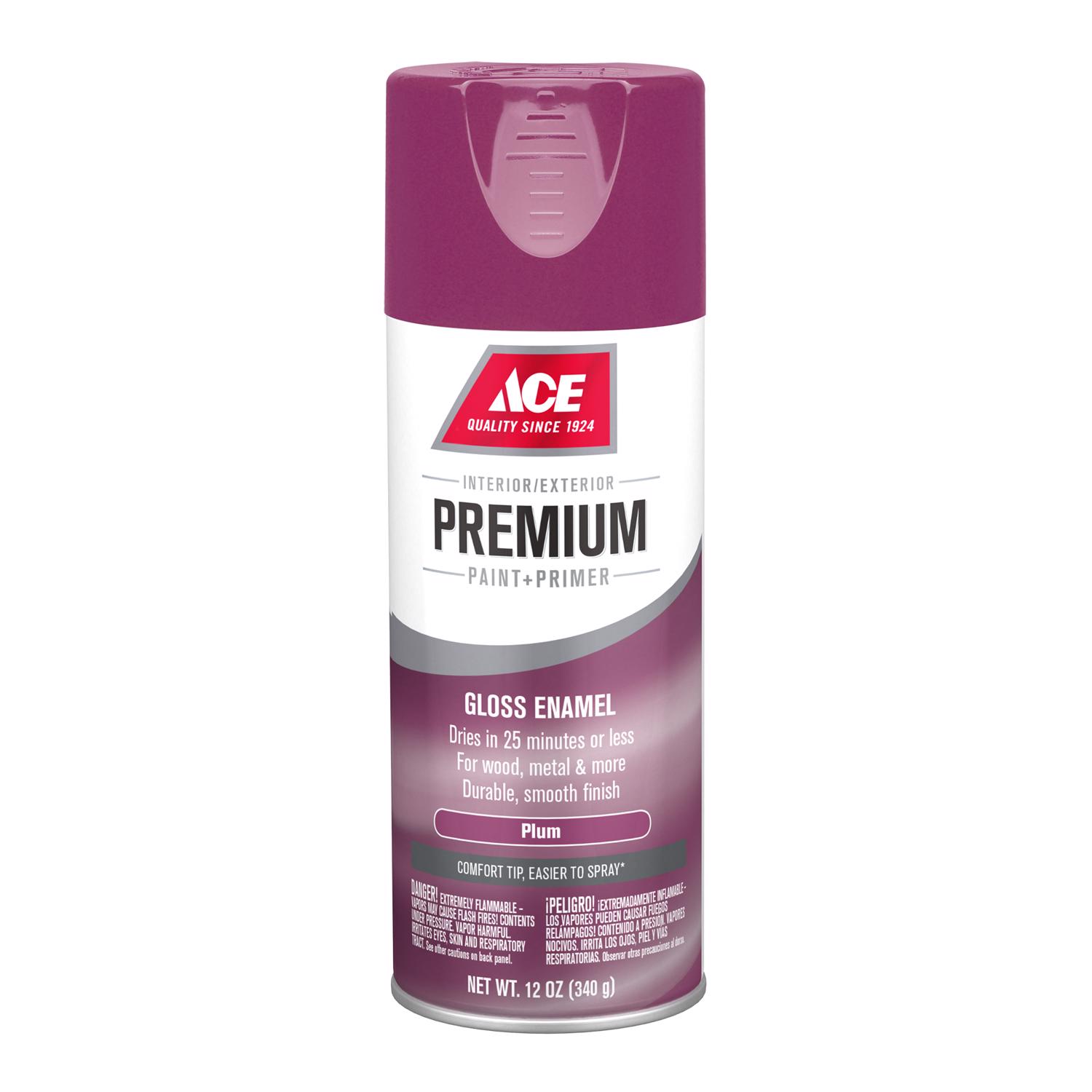 Ace Premium Gloss Plum Paint + Primer Enamel Spray 12 oz