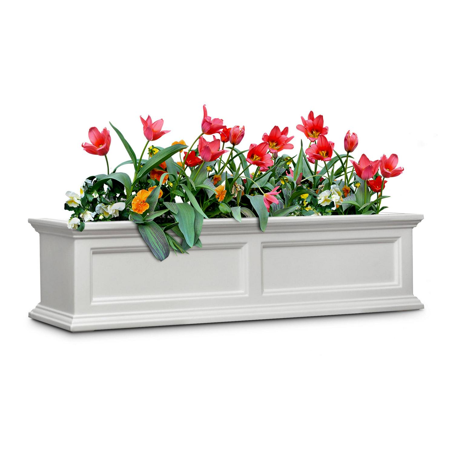 Mayne Fairfield 48 x 11 x 11 Rectangle White Polyethylene Window Box with UV Protection