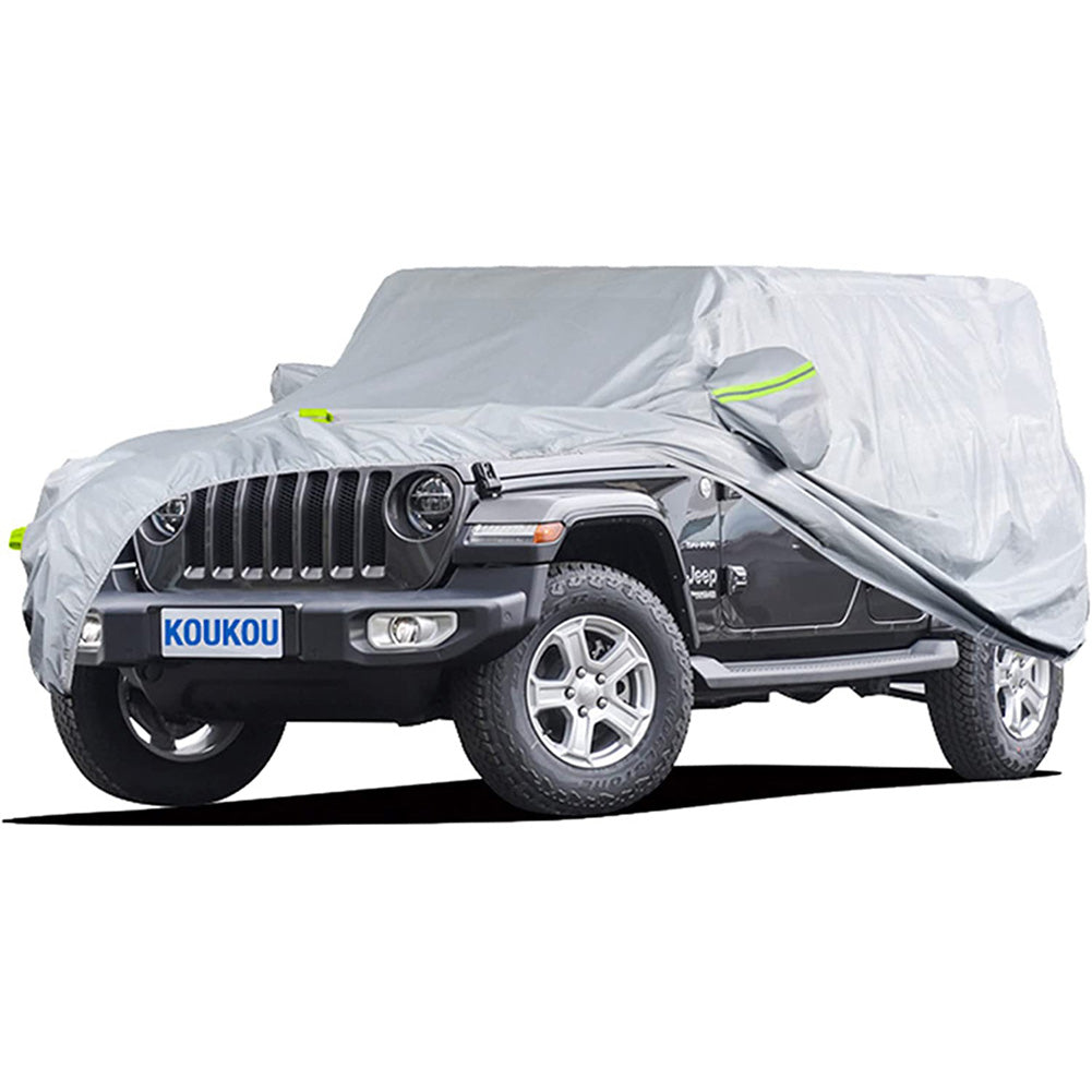 6-layer all-weather waterproof Jeep cover， sun and rain protection with zipper， universal for Jeep (190 to 201 in.)