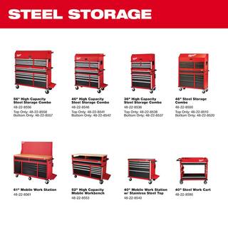 MW 61 in. 11-Drawer1-Door 22 in. D Mobile Workbench with Sliding Pegboard Back Wall in RedBlack 48-22-8561