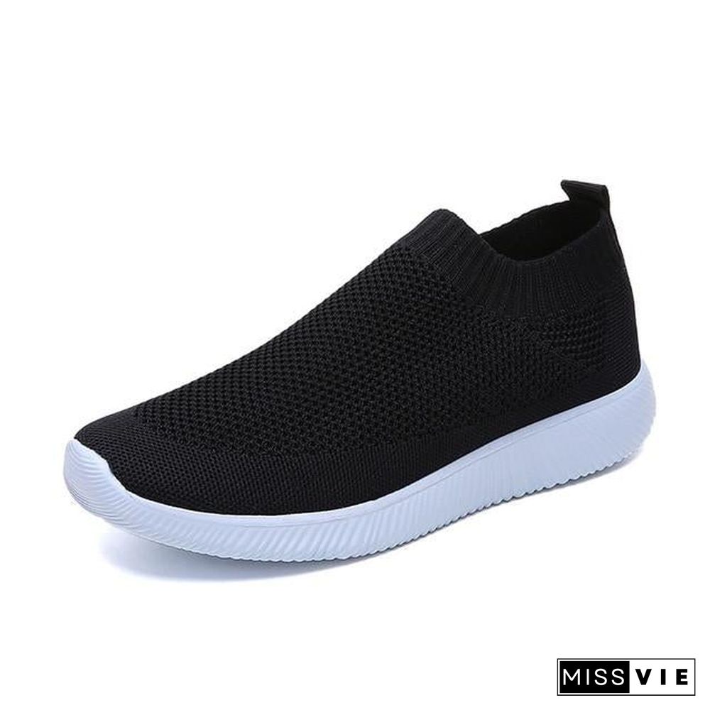 Women Sneakers Female knitted Vulcanized Shoes Casual Slip On Flats Ladies Sock Shoes