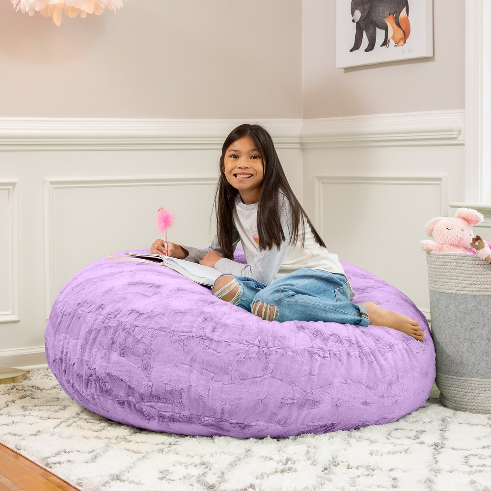 Jaxx Cocoon 4 Foot Kids Bean Bag Chair and Crash Pad   Faux Fur