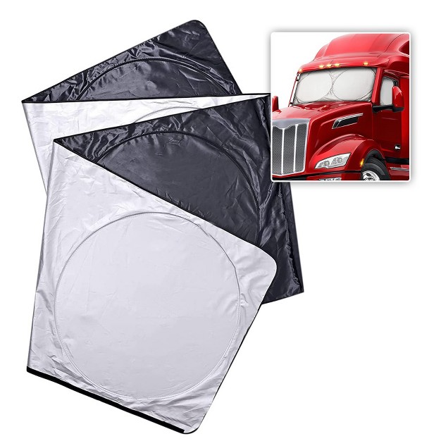 Zone Tech Semi truck Sunshade For Windshield And Side Window Protective Reflective Magic Sunshade Maximum Coverage To Block Uv Sun Heat Rays