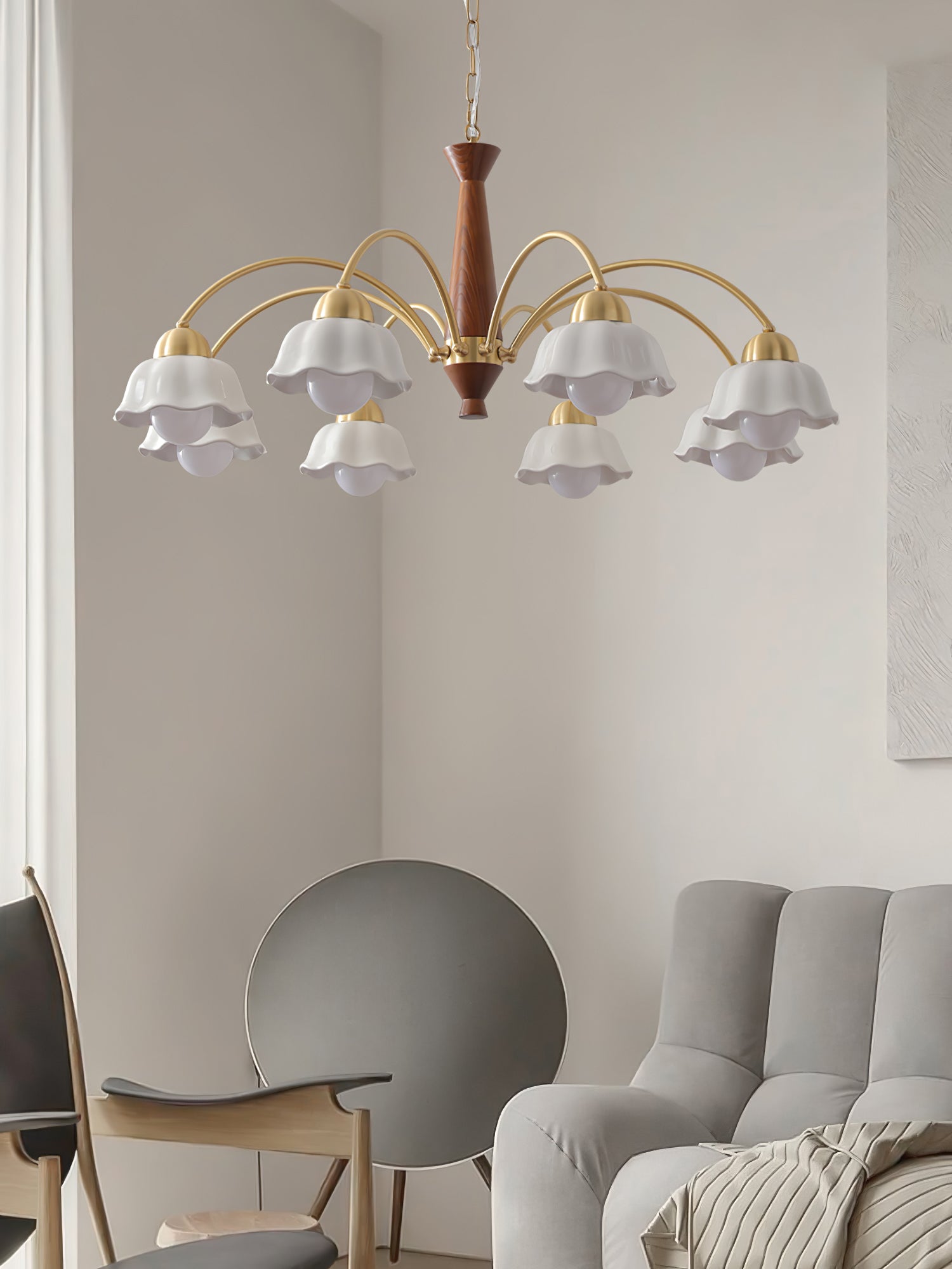 Swedish Modern Brass Chandelier