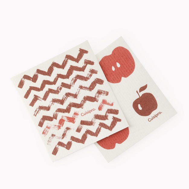 Cuisipro All Purpose Eco cloth Sponge Cloth Red Zig Zag apple Set Of 2