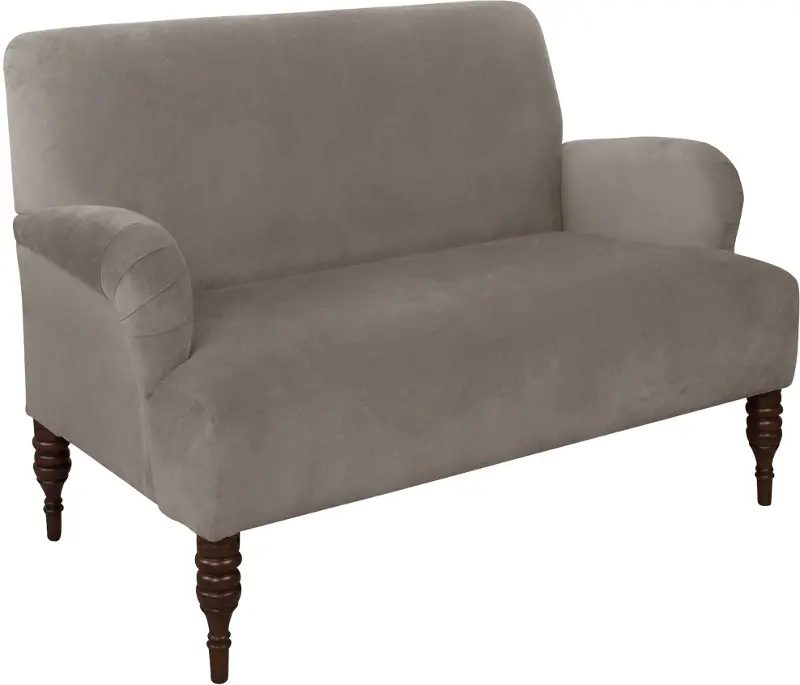 Clara Regal Velvet Smoke Settee- Skyline Furniture