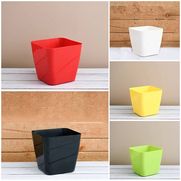 5.5 inch (14 cm) Square Plastic Planter with Rounded Edges - Pack of 5