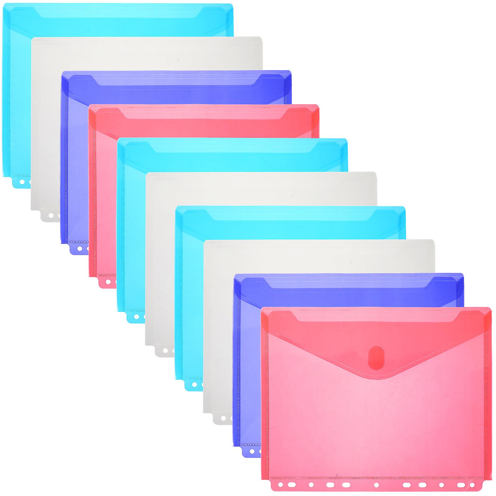 10pcs File Storage Bags Documents Envelopes File Pockets Colorful File Folders File Organizers