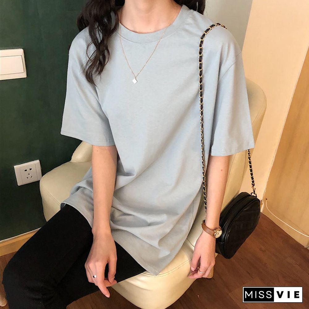 New Soft Free Loose Hot Sale Solid Fresh Summer New T-shirt Women Fashion Natural Short Basic Shirt 4 Colors