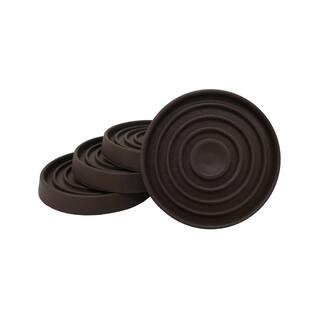 Everbilt 2-12 in. Brown Round Smooth Rubber Floor Protector Furniture Cups for Carpet  Hard Floors (4-Pack) 4654044EV