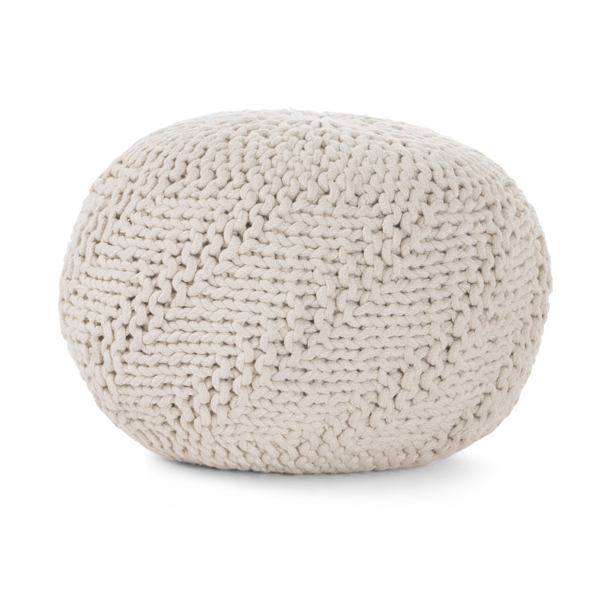 Haley Indoor Fabric Hand Knit Pouf