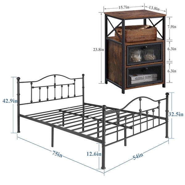 Taomika 3-pieces Modern Bedroom Set with Black Curved Bed Frame - - 35654760