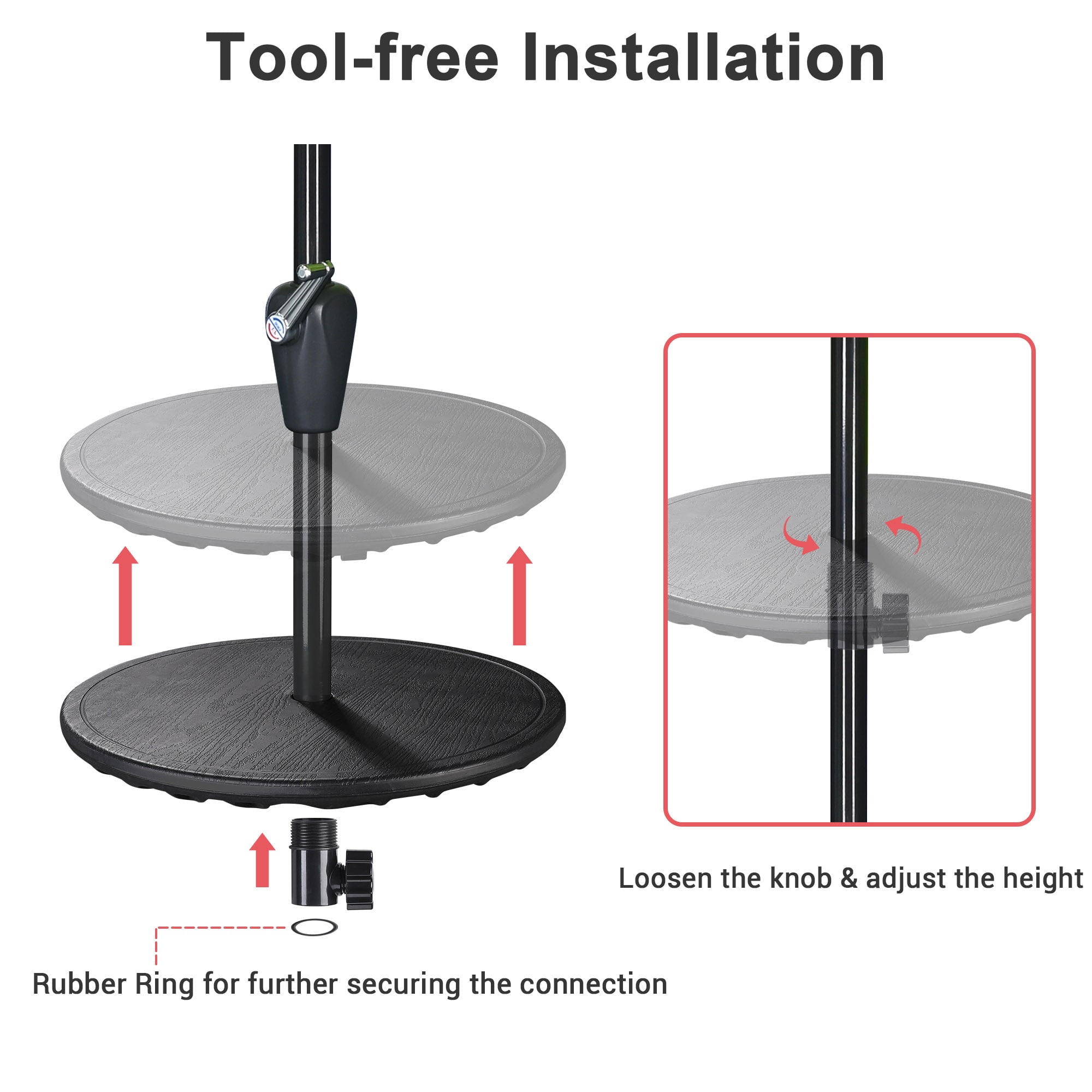 Yescom 19 Patio Table with Umbrella Hole Adjustable Height for Outdoor Garden Yard