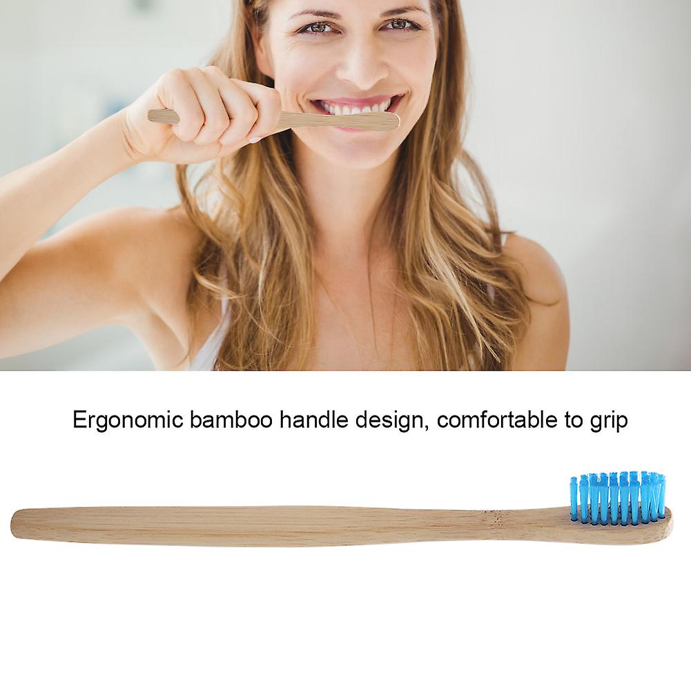 Bamboo Toothbrush Biodegradable Soft Eco-friendly Nylon Bristles 6 Colors Toothbrushes(blue)