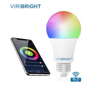 Viribright 60-Watt Equivalent Multi-Color and White Ambiance A19 Dimmable Wi-Fi Smart Connected LED Light Bulb 658102