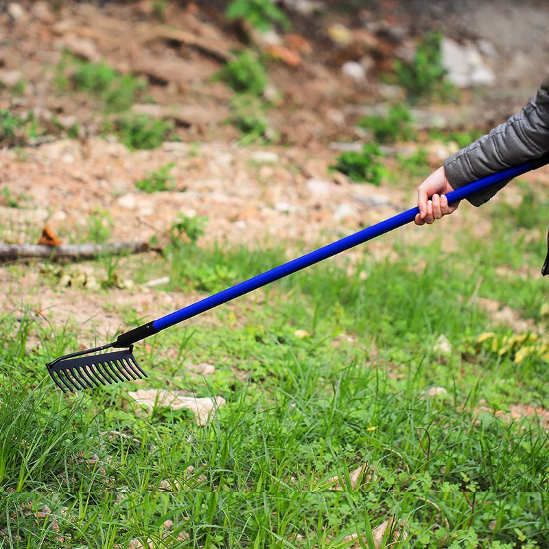 High Quality Non Slip Grip Garden Hand Rake 14 Teeth Hand Rake Tool  With Fiberglass Handle