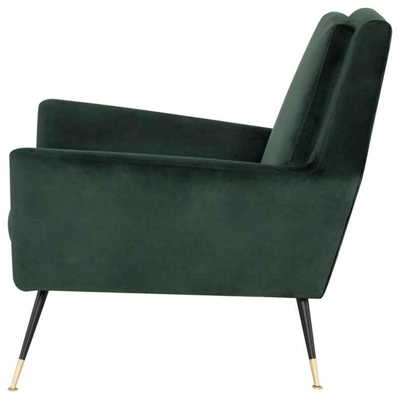 Raivo Occasional Chair Emerald Green Velour Seat Matte Black   Midcentury   Armchairs And Accent Chairs   by Peachtree Fine Furniture  Houzz