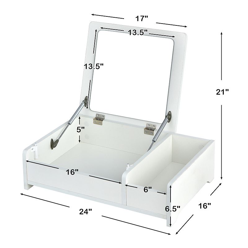 Compact Bay Window Makeup Dressing Table with Flip-Top Mirror