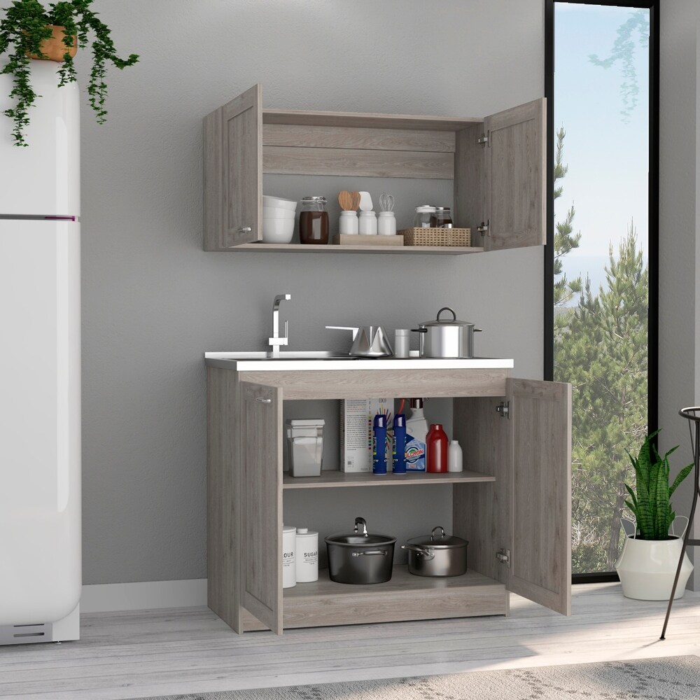 TUHOME Zurich Cabinet Set with 2 Inner Shelves   N/A