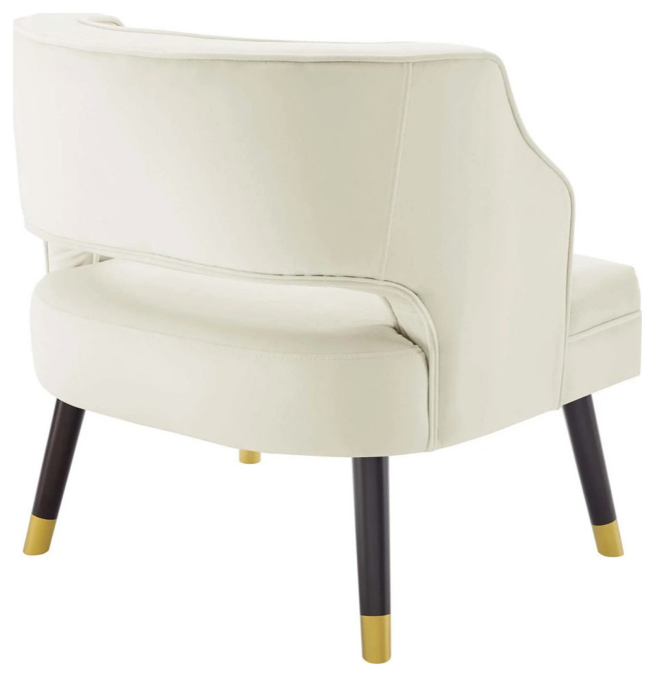 Finn Ivory Button Tufted Open Back Performance Velvet Armchair   Midcentury   Armchairs And Accent Chairs   by V.S.D Furniture  Houzz