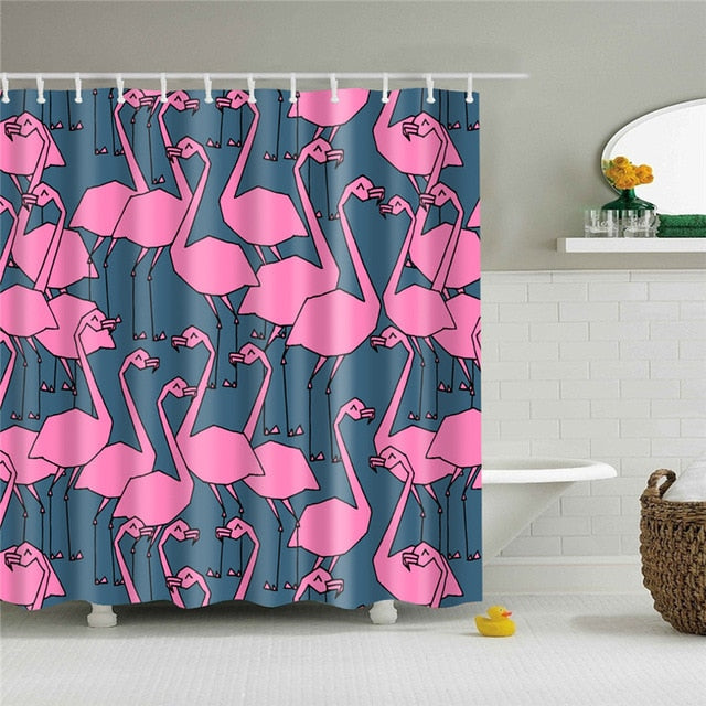 Nordic Pictures Polyester Waterproof Shower Curtains High Quality Animals Flamingo Shower Curtain In The Bathroom