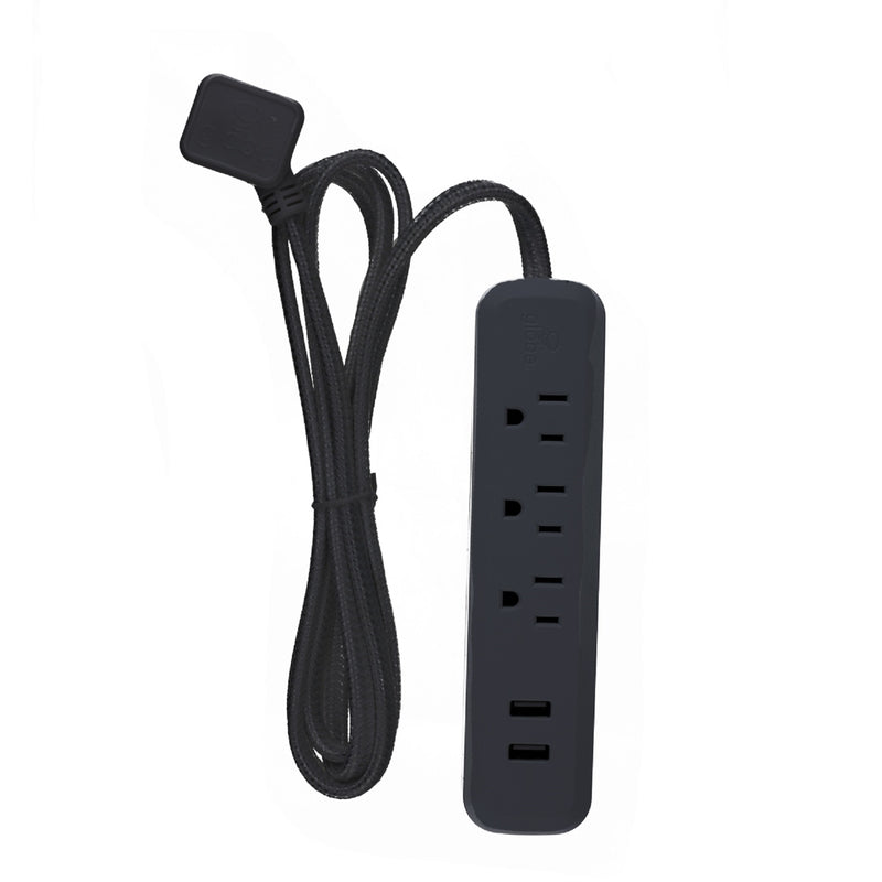 POWERSTRIP 3OUT 2USB BLK