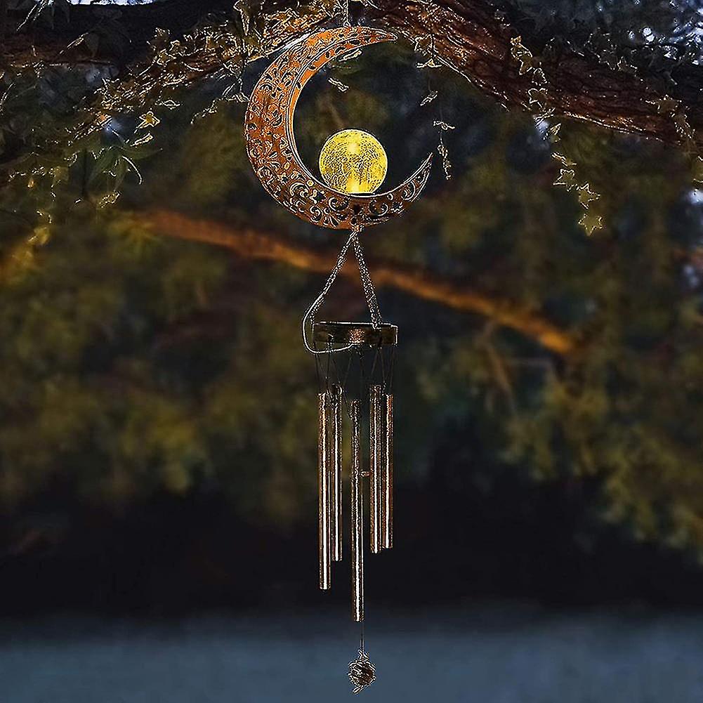 Iron Hollow Sun Moon Wind Chimes Outdoor Landscape Ornaments Hanging Outdoor Garden Waterproof Garden Lights