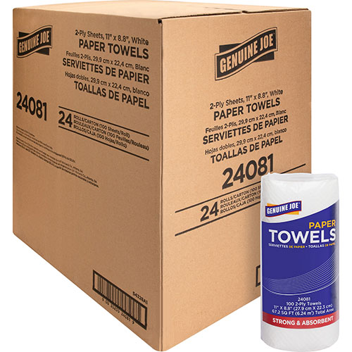 Genuine Joe Paper Towels Roll | 2-Ply， 100 Sheets