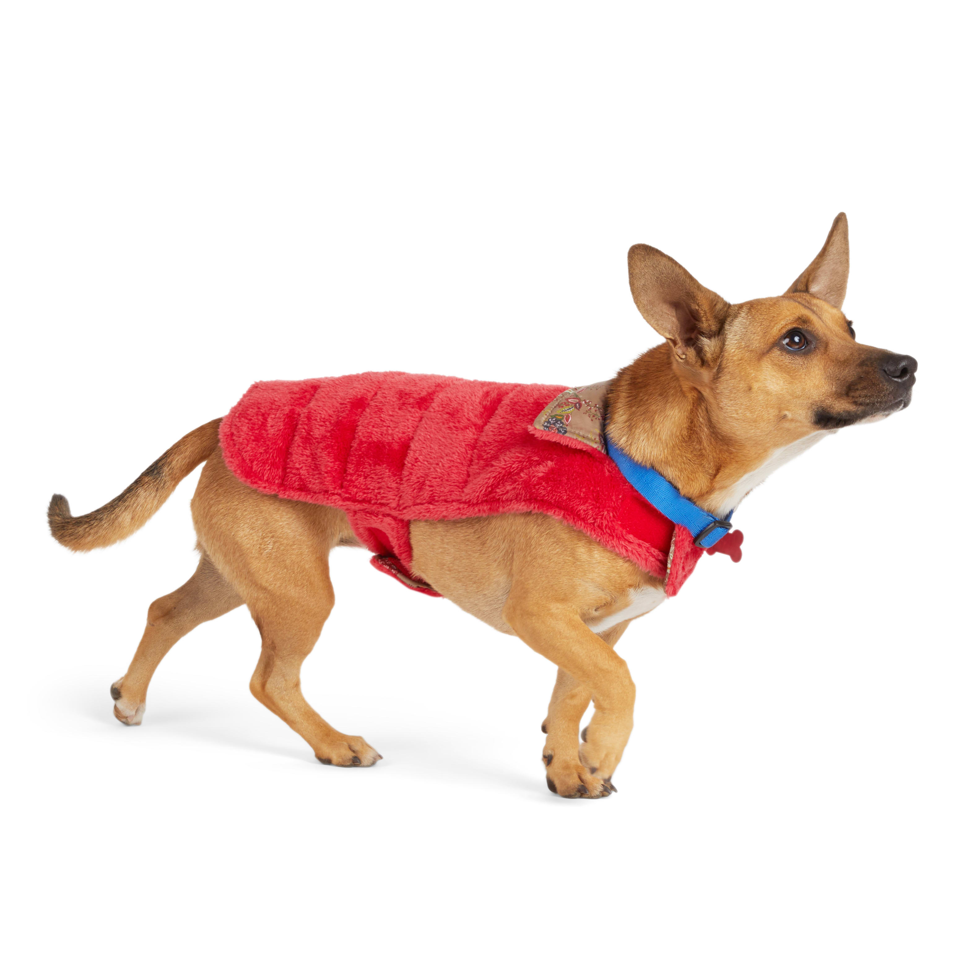 YOULY Floral Reversible Cozy Puffer Dog Jacket， X-Small/Small