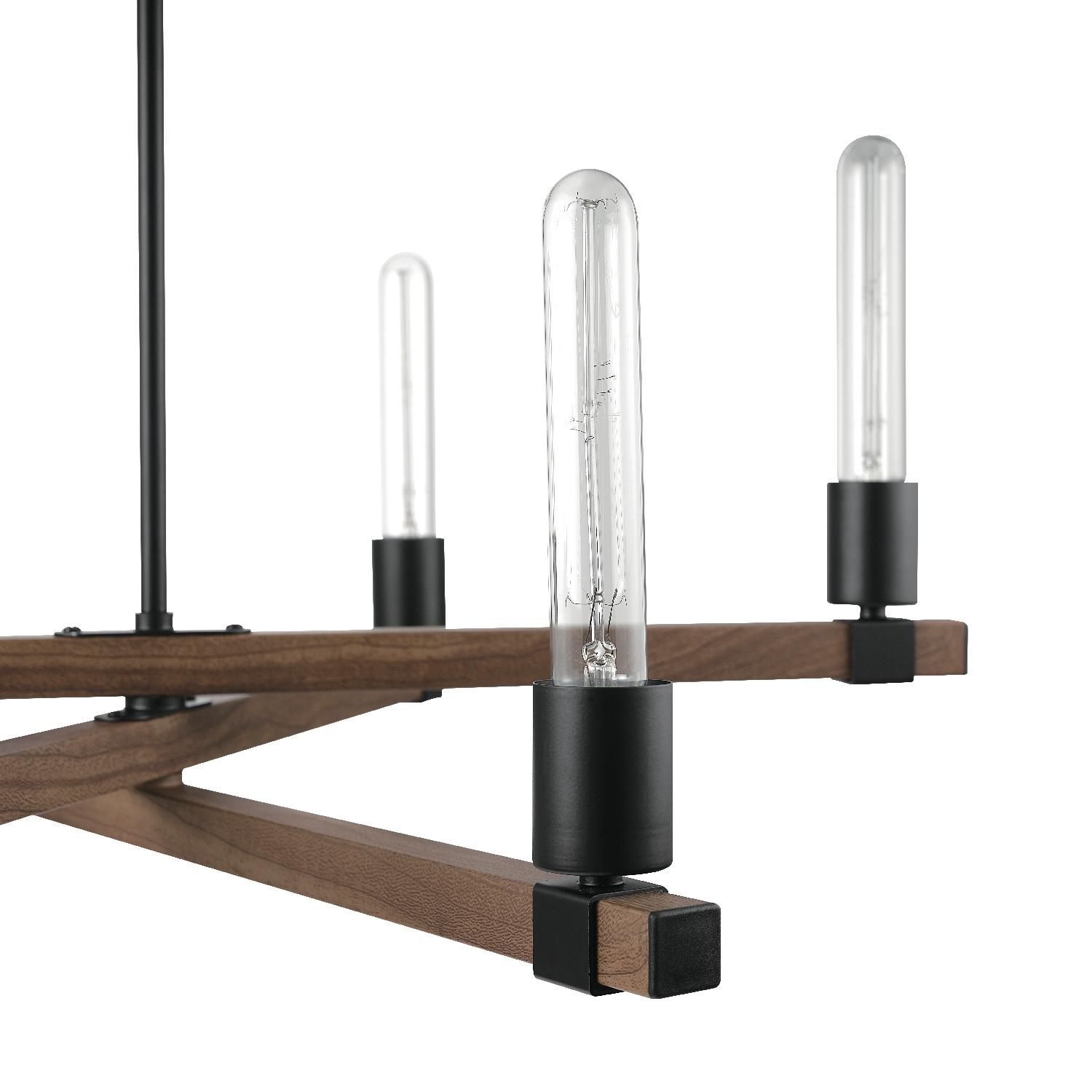 Globe Electric Walken 6Light Matte Black Chandelier with Faux Wood Accents 60546  Crowdfused