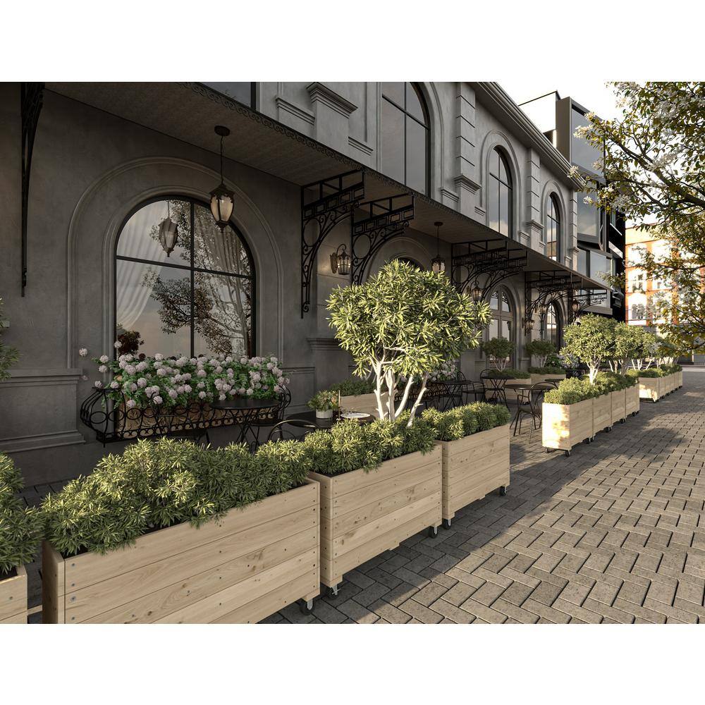 Ejoy 40 in. x 12 in. x 36 in. Solid Wood Mobile Planter Barrier in Unfinished Wood Color SolidWoodPlanter_40x36x12