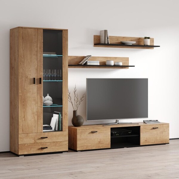 Soho 8 Modern Wall Unit Entertainment Center with LED Lights